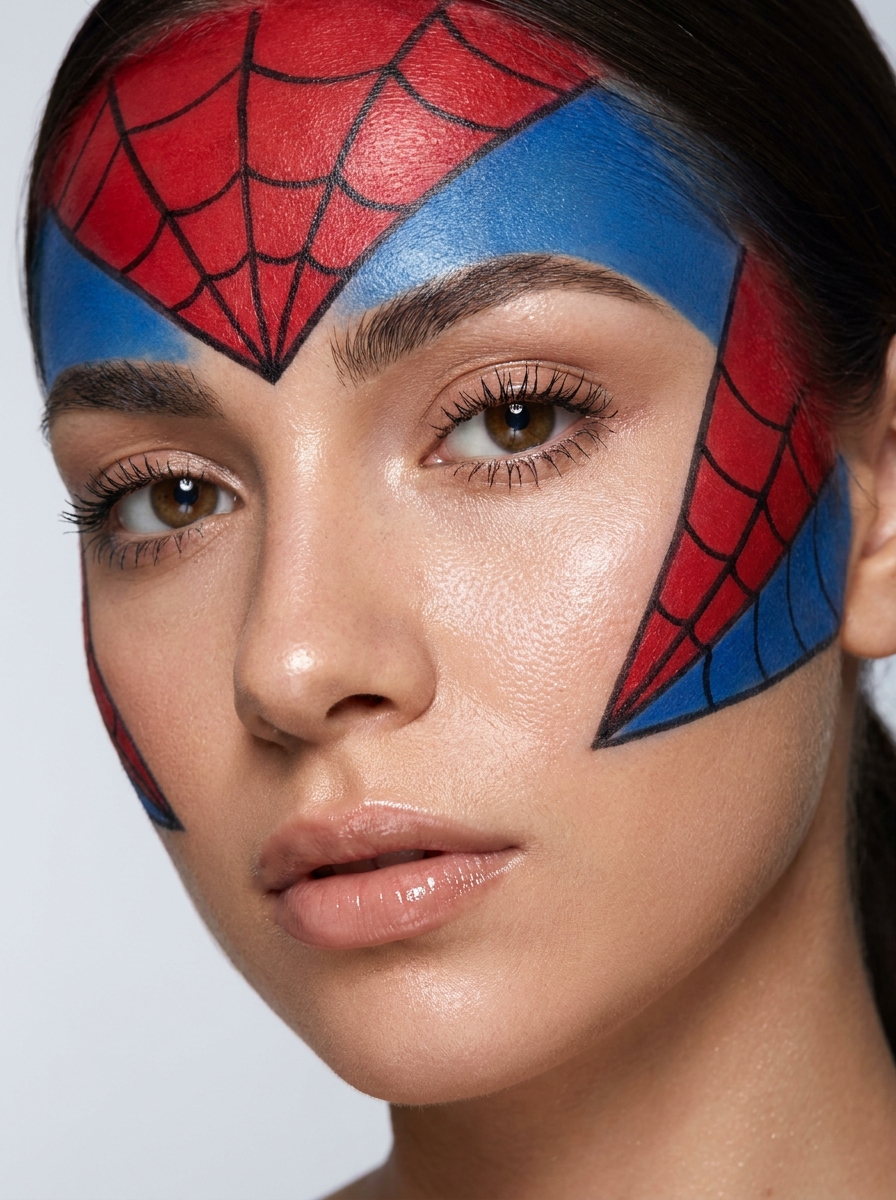 Klassisches Spiderman Face Makeup als Spiderman Makeup Inspiration 2026